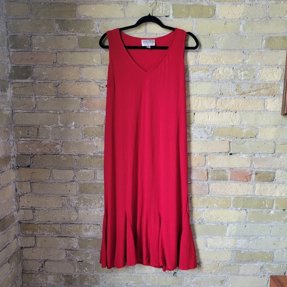 Julian Taylor Dresses & Skirts - Vintage Julian Taylor New York V-Neck Dress Size 14 Red Polyester Spandex